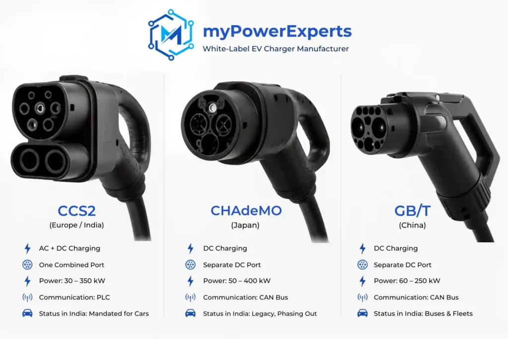 CCS2 vs CHAdeMO vs GB/T